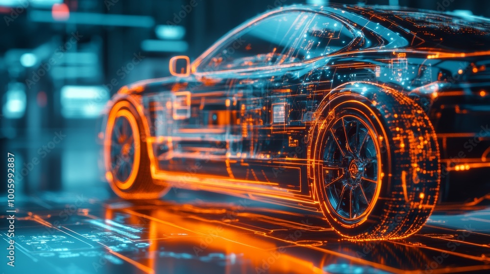 Fototapeta premium Digital Automotive Twin Concept Design