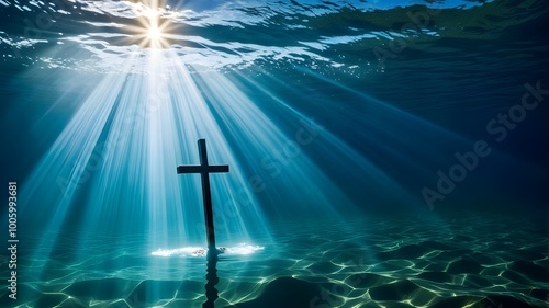 A cross and water