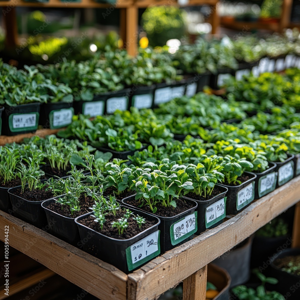 Assortment of potted plants for sale at a garden center. Assortment of potted plants for sale at a garden center.