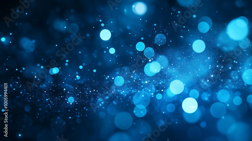 Blue glow particle abstract bokeh background
 photo