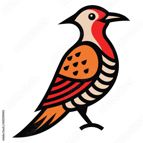 Solid color Northern Flicker animal vector design