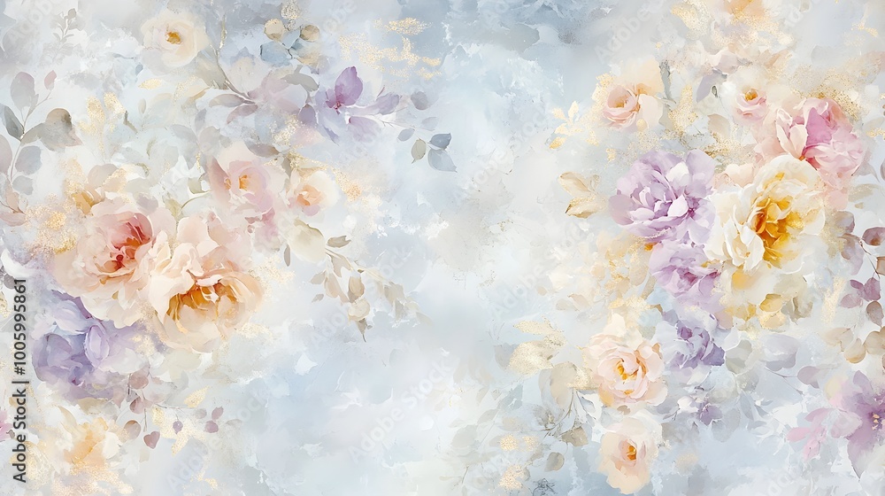 Dreamy Pastel Hued Wallpaper with Delicate Watercolor Inspired Floral Patterns Shimmering Metallic Accents and a Lush Dreamy Pastel Hued Wallpaper with Delicate Watercolor Inspired Floral Patterns Shimmering Metallic Accents and a Lush