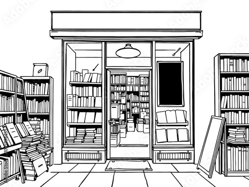 A book store with a large window display