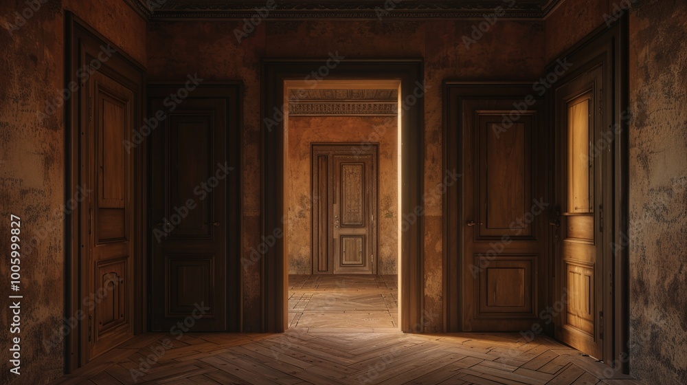 A series of doors leading into different rooms A series of doors leading into different rooms