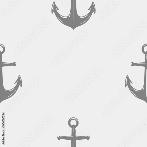 Seamless vector pattern with sea marine anchors. Simple doodle style. Grid	 photo