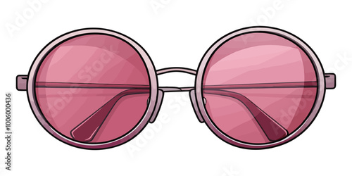 Trendy round sunglasses vector illustration with pink lenses, perfect for modern, retro, and summer fashion designs. Generative AI.