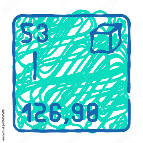 iodine chemical element doodle icon sketch vector. iodine chemical element sign. isolated symbol illustration