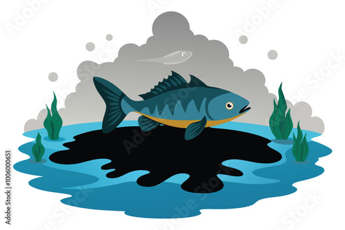 Fishes swim in a puddle silhouette vector K.eps