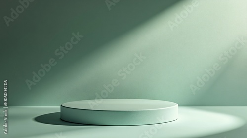 Round pedestal with soft lighting, minimal design