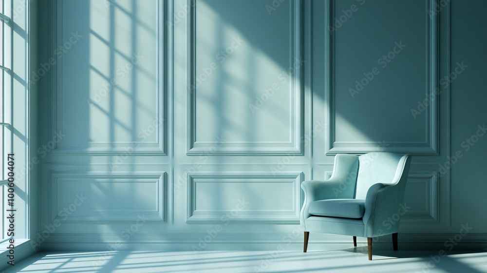 Fototapeta premium Stylish chair in a minimalistic room.