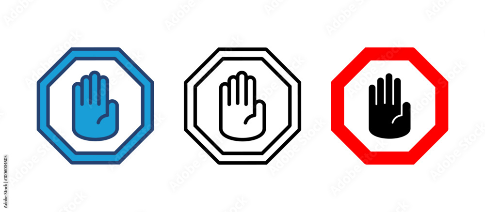 Stop icon vector. stop road sign. hand stop icon vector Stop icon vector. stop road sign. hand stop icon vector