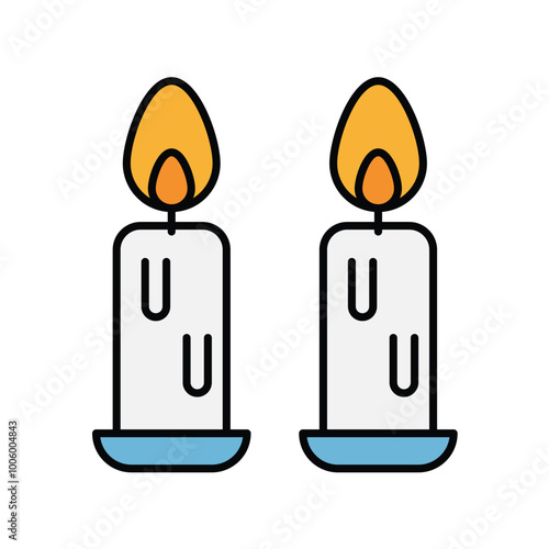 candle color line icon with white background vector stock illustration