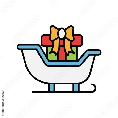 sleigh color line icon with white background vector stock illustration