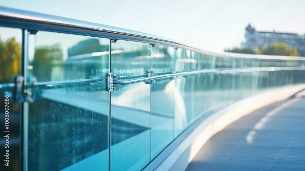 A close-up of a modern pedestrian bridge with sleek curves and innovative materials A close-up of a modern pedestrian bridge with sleek curves and innovative materials