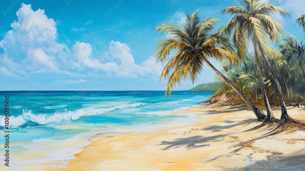tropical beach with palm trees and blue tropical beach with palm trees and blue