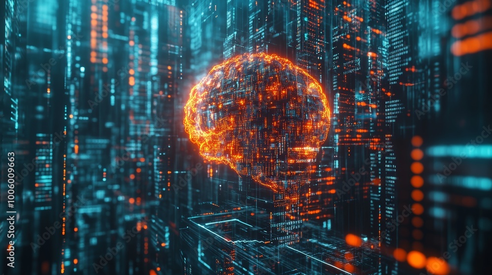 Fototapeta premium Digital Brain AI Concept Artificial Intelligence Technology Data Code Network