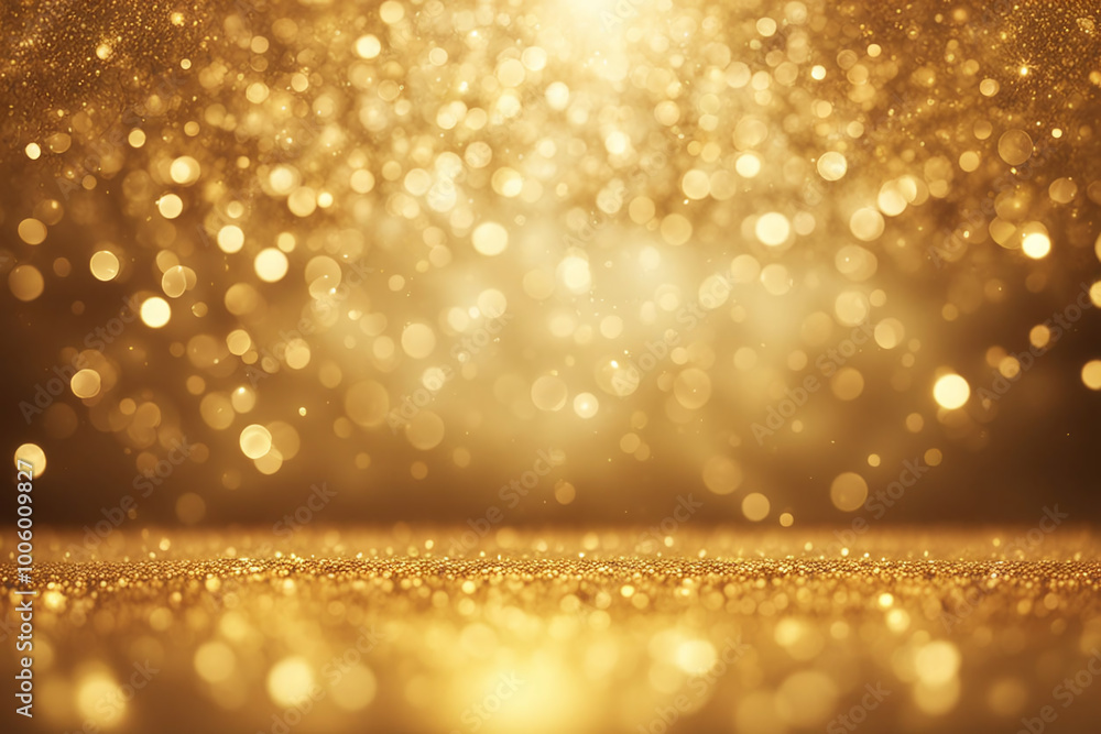 Abstract golden light background with bokeh lights, glitter glow magical atmosphere backdrop Abstract golden light background with bokeh lights, glitter glow magical atmosphere backdrop