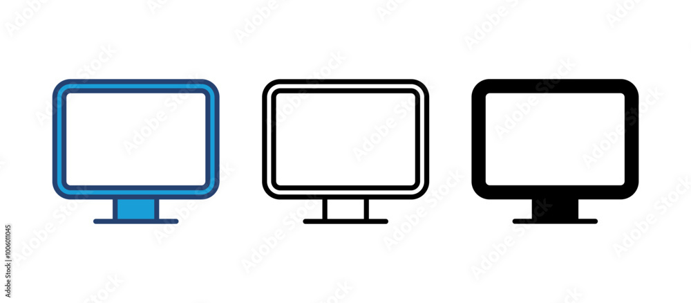 Computer icon vector. computer monitor icon vector. Computer icon vector. computer monitor icon vector.