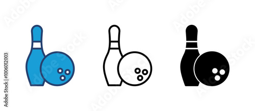 Bowling icon vector. bowling ball and pin icon. bowling pins