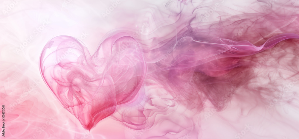 Abstract background with heart symbol and abstract smoky shapes, soft pink and white tones, smooth transitions. Abstract background with heart symbol and abstract smoky shapes, soft pink and white tones, smooth transitions.