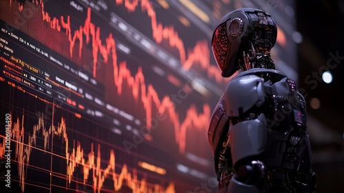 AI Robot Analyzing Stock Market Data Futuristic Technology and Finance Concept photo