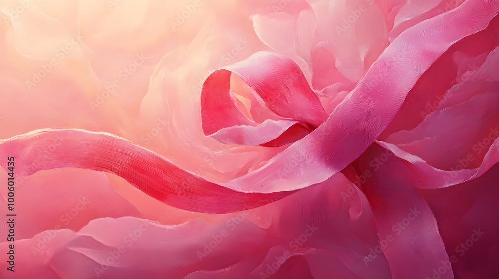 Captivating pink ribbon a rallying cry for awareness and early detection delicately unfurling against a backdrop of hope Digital painting with cinematic lighting and impressionist style Captivating pink ribbon a rallying cry for awareness and early detection delicately unfurling against a backdrop of hope Digital painting with cinematic lighting and impressionist style