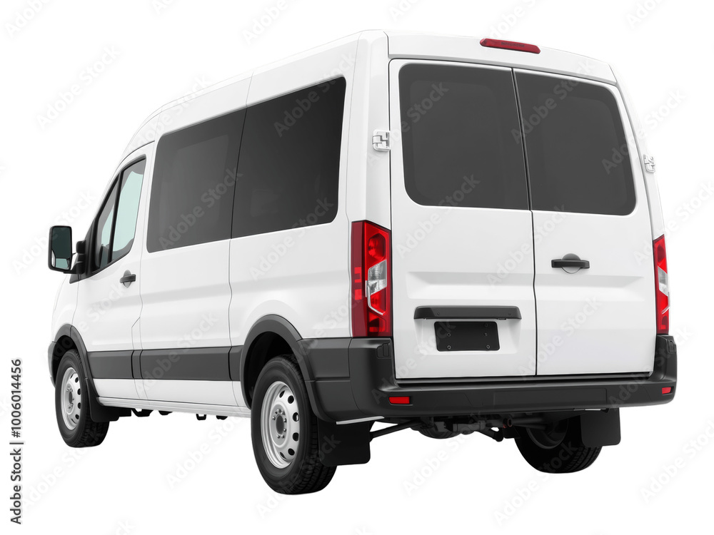 White Cargo Van Rear View - Transportation and Delivery White Cargo Van Rear View - Transportation and Delivery