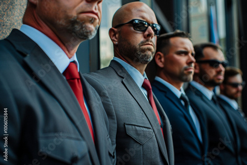 Corporate bodyguard service in suits generative AI technology