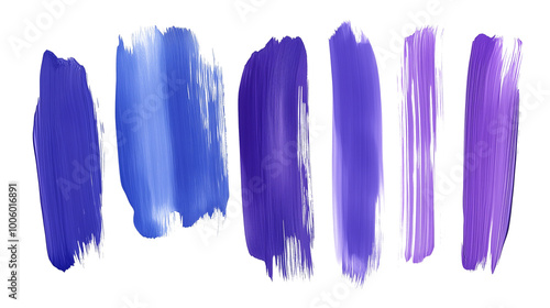 set of blue purple flat brushstrokes isolated on transparent background photo