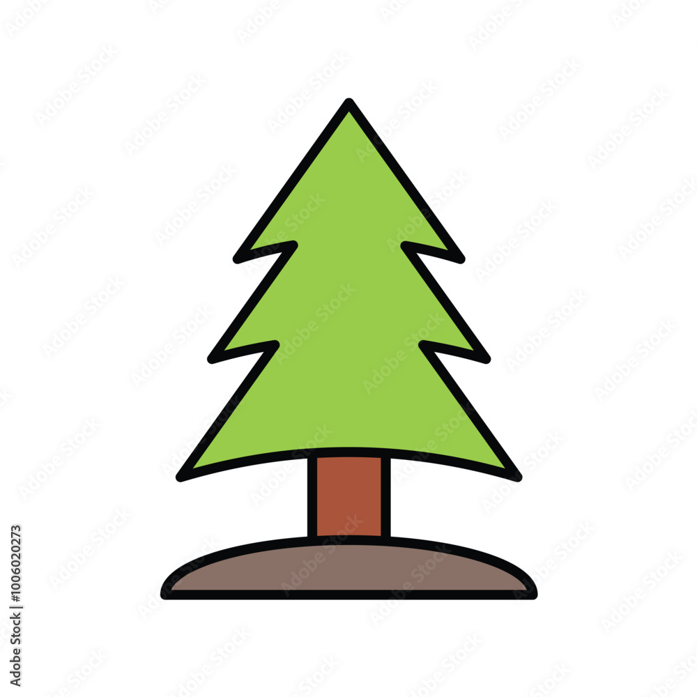 Fototapeta premium snow pine tree color line icon with white background vector stock illustration