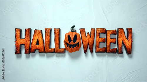 Halloween logo design with blood jack-o-lantern pumpkin