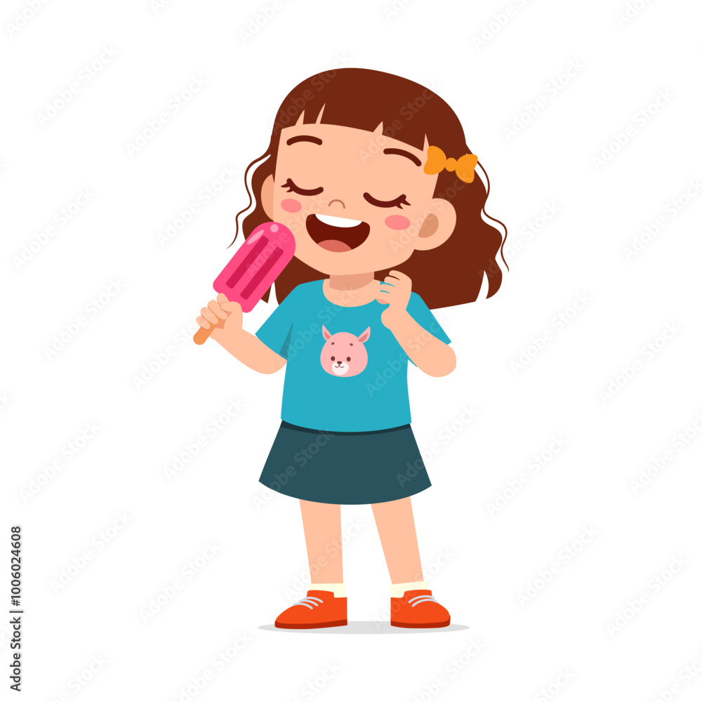 little boy eat sweet ice cream and feel happy little boy eat sweet ice cream and feel happy