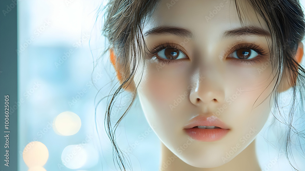 Beautiful Eyeshadow Look, Soft Makeup, Radiant Skin, Close Up Face Beautiful Eyeshadow Look, Soft Makeup, Radiant Skin, Close Up Face