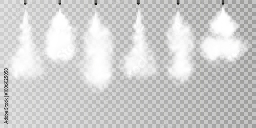 Fog or smoke isolated transparent special effect. White vector cloudiness, mist or smog background. Vector illustration	