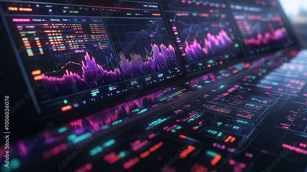 an An AI system predicting market trends with data charts and graphs. an An AI system predicting market trends with data charts and graphs.