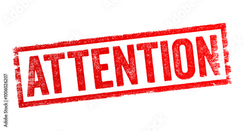 Attention - refers to the act of focusing one's mind on a particular object, task, or event, text concept stamp
