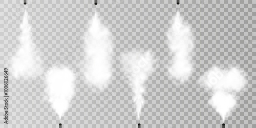 Fog or smoke isolated transparent special effect. White vector cloudiness, mist or smog background. Vector illustration	