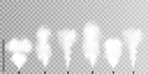 Fog or smoke isolated transparent special effect. White vector cloudiness, mist or smog background. Vector illustration	