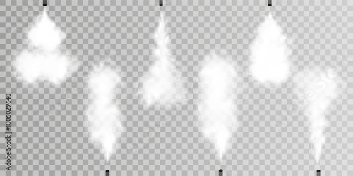 Fog or smoke isolated transparent special effect. White vector cloudiness, mist or smog background. Vector illustration	