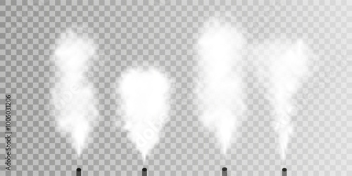 Fog or smoke isolated transparent special effect. White vector cloudiness, mist or smog background. Vector illustration	