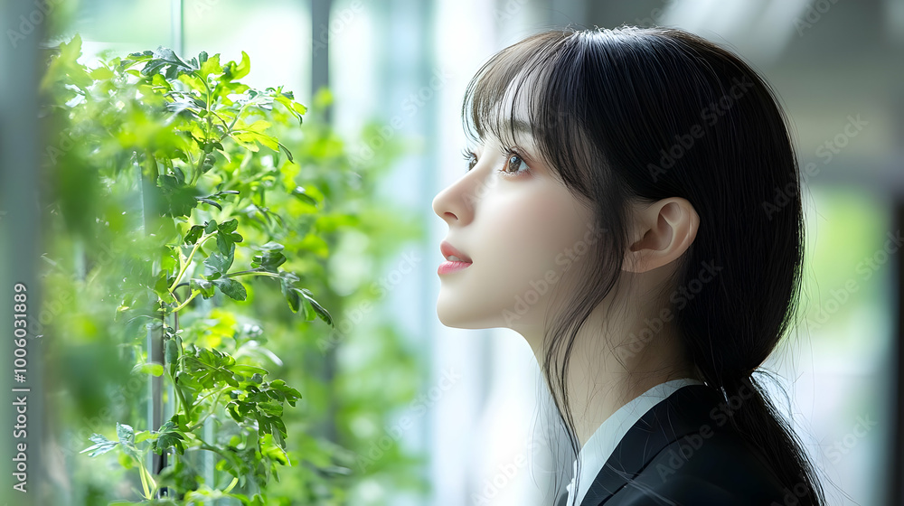 Woman Gazing Out Window, Contemplating Nature and Life, Finding Peace in the Simple Moments Woman Gazing Out Window, Contemplating Nature and Life, Finding Peace in the Simple Moments