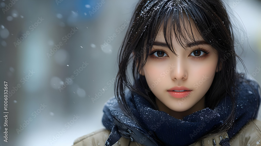 Woman Gazing in Winter Wonderland Woman Gazing in Winter Wonderland