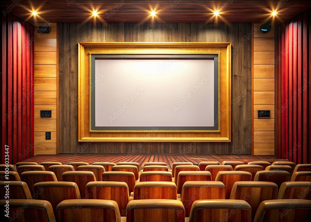 Chic empty movie poster frame with a wooden border, perfect for enhancing the decor of any cinema or home theater space, adds a stylish touch. Chic empty movie poster frame with a wooden border, perfect for enhancing the decor of any cinema or home theater space, adds a stylish touch.
