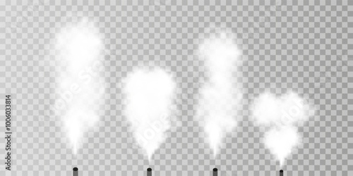 Fog or smoke isolated transparent special effect. White vector cloudiness, mist or smog background. Vector illustration	