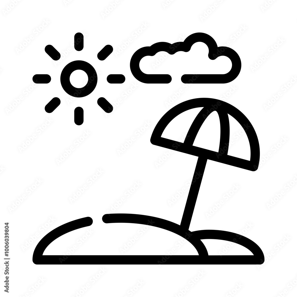Fototapeta premium Icon Beach With Style Outline 