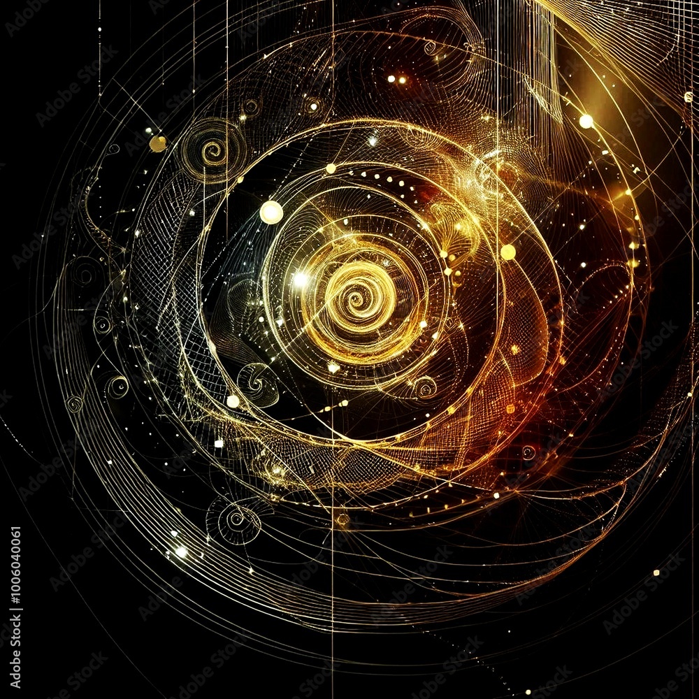 Fototapeta premium Gold light and sparks on black background