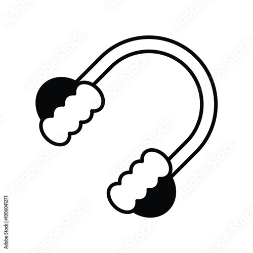 earmuffs glyph icon with white background vector stock illustration