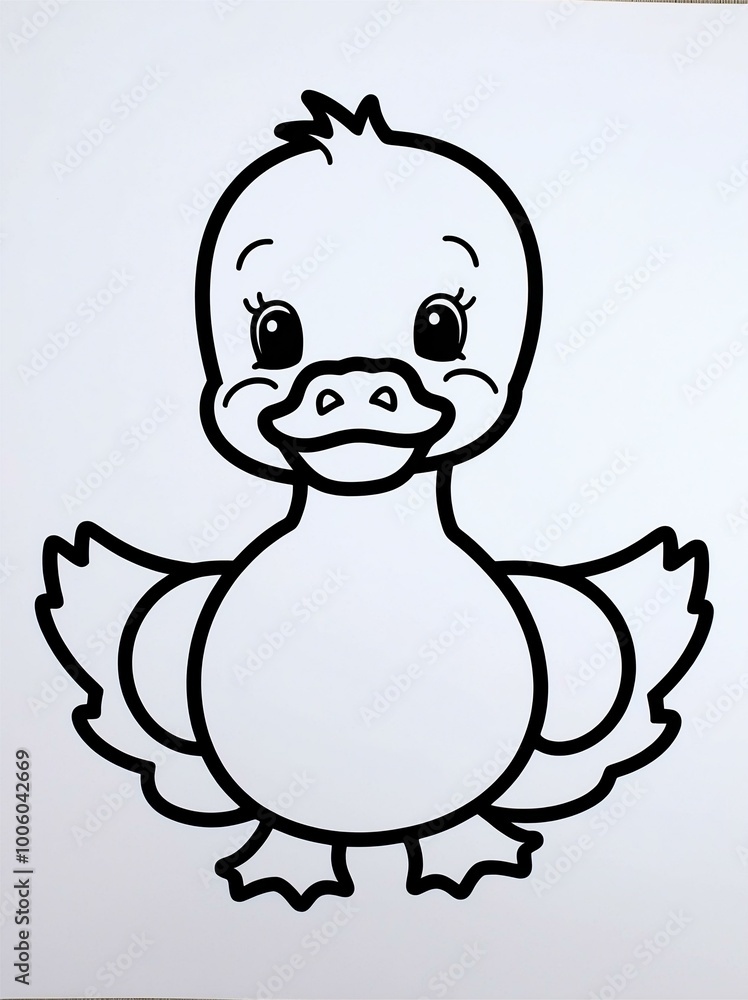 Drawing of a baby duck ready to color it created with generative ai Drawing of a baby duck ready to color it created with generative ai