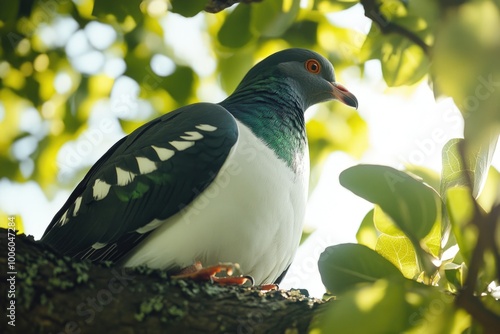 Pigeon perched on tree branch