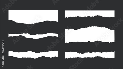 White Ripped Paper Strips